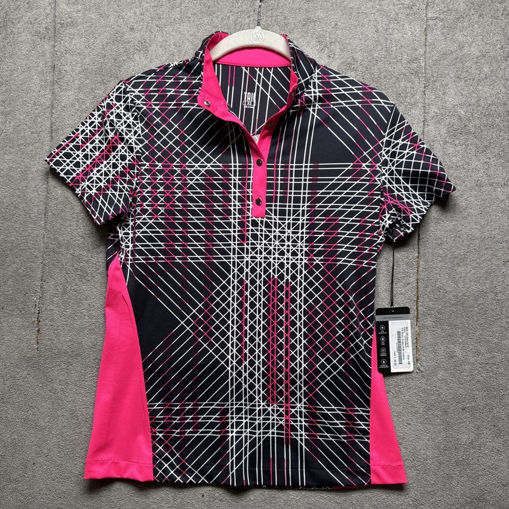 tail Golf Top Womens XS Black Pink Sun Protection Activewear Snaps upf 50